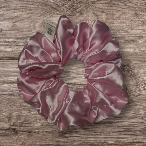 Luxurious Baby Pink Satin Hair Scrunchie – Elegant and Comfortable Hair Accessory