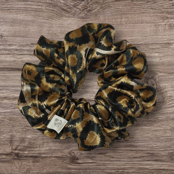 Cheetah Print Satin Hair Scrunchie – Stylish and Luxe Hair Accessory for Women