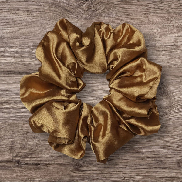 Luxurious Dust Brown Satin Hair Scrunchie – Elegant and Comfortable Hair Accessory