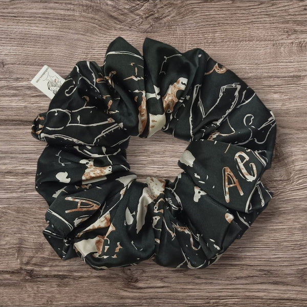 Electric Black Satin Hair Scrunchie – Modern and Sleek Hair Accessory for Women