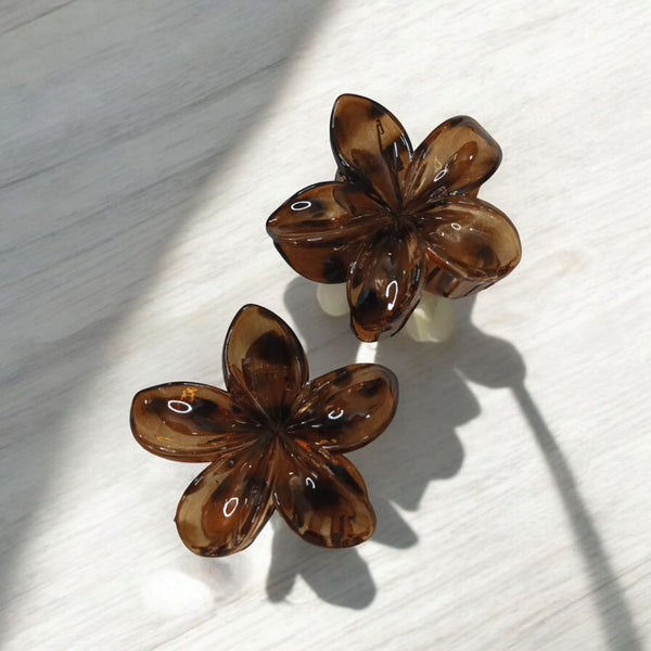 Honey Wing Tortoise Shell Flower Hair Clips – Elegant Vintage Resin Hair Accessories for Women & Girls