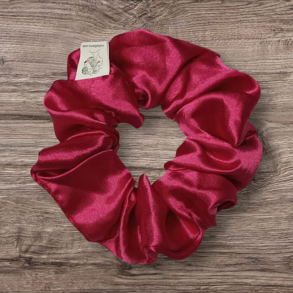 Luxurious Shocking Pink Hair Scrunchie – Elegant and Comfortable Hair Accessory