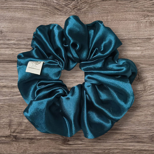 Luxurious Teal Blue Scrunchie – Elegant and Comfortable Hair Accessory